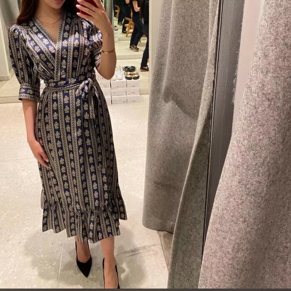 Sandro silk mid dress size L